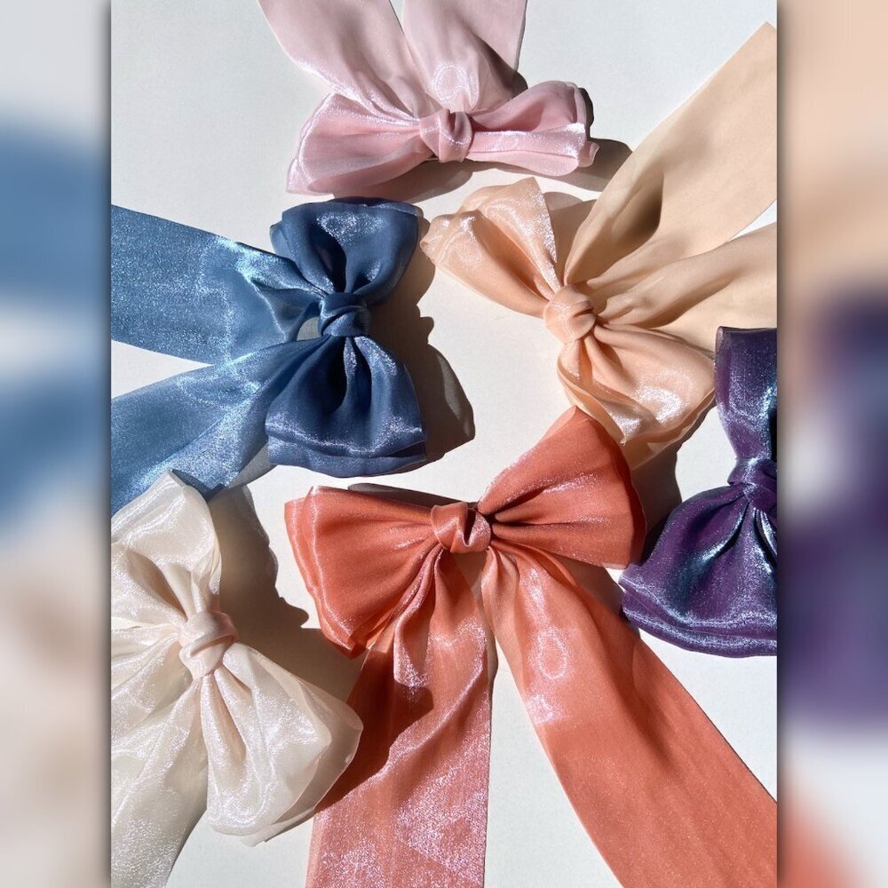 A252 • Iridescent Organza Oversized Hair Bow Barrette